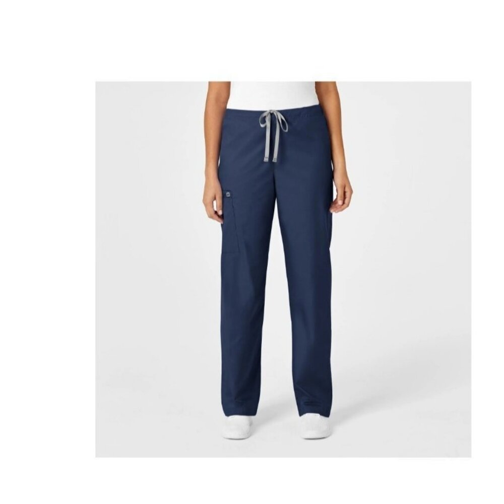 WonderWink WonderWork Women's Scrub Pants With Pockets - Navy blue- XXS (Petite)